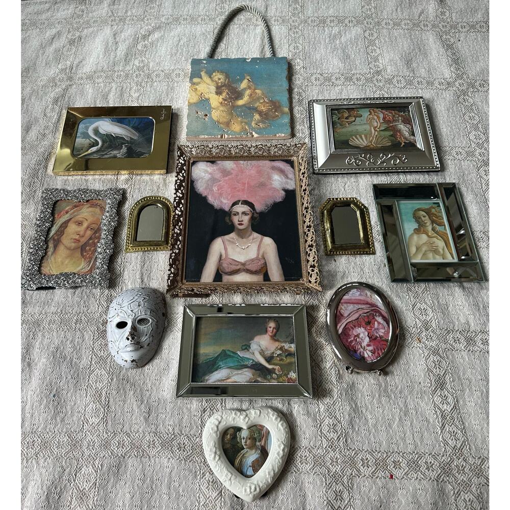 Vintage lot gallery accent wall art pictures set ornate gold framed portraits 12